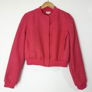 Jason Wu Vibrant Pinky Red Tweed Cropped Bomber Jacket Women’s S